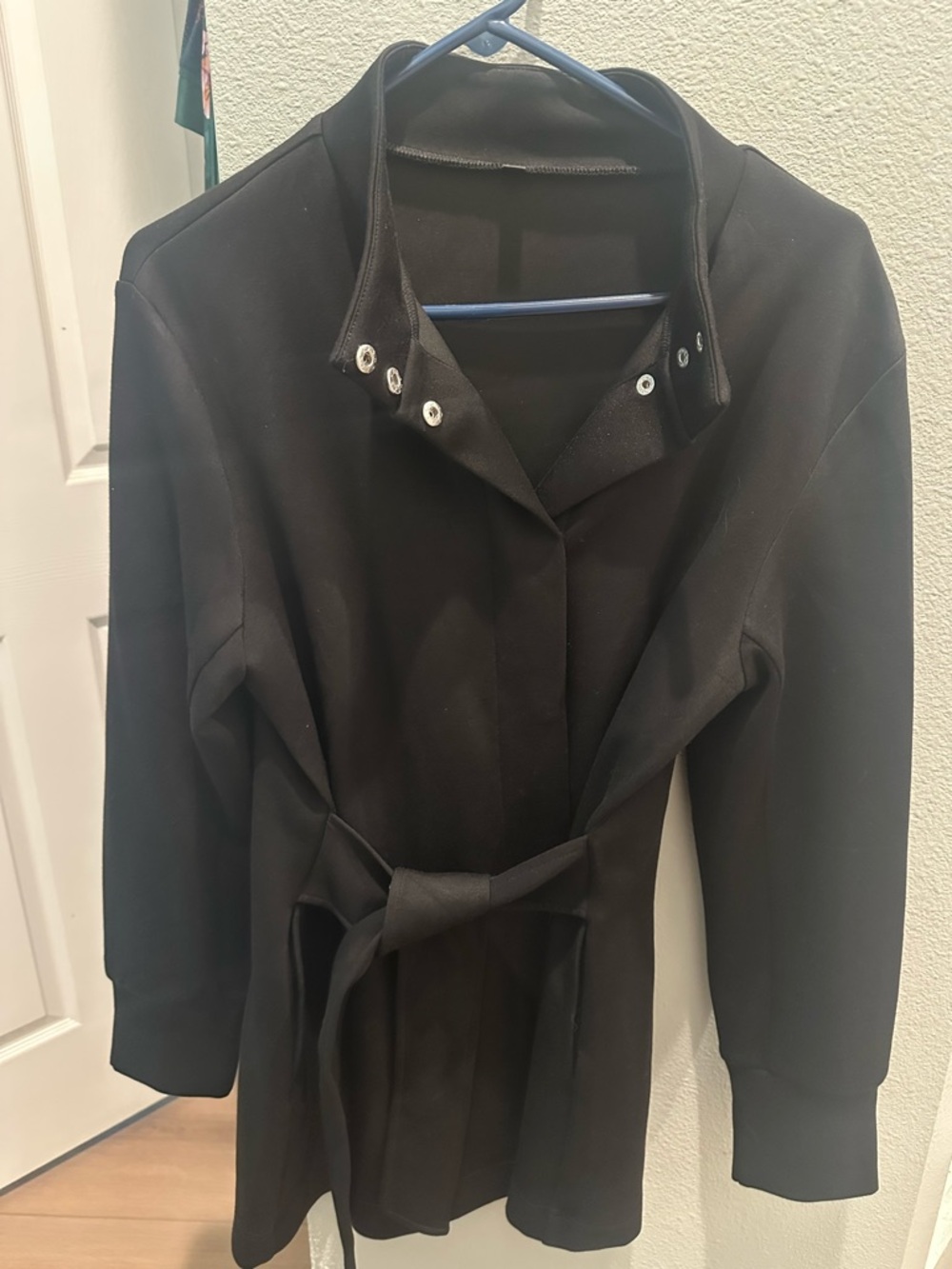 Women's Black Belted Lightweight Coat Jacket - Classic Minimalist Style